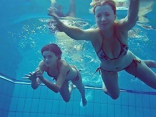 Torrid Chick Marusia And Her Best Friend Flash Their Tits Underwater