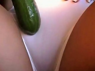 Big Tit Perverted Insane Blondie Has Fun With Vegetable